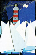 Lighthouse, moon and sails - 1994 - acrylic - cm 80 x 120